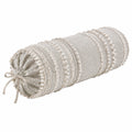 Cojín cilíndrico 50 x 20 cm de tejido beige para decoración bohemia