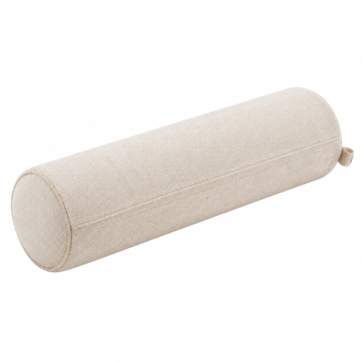 Cojín cilíndrico 15 x 50 cm de tejido beige para apoyo decorativo