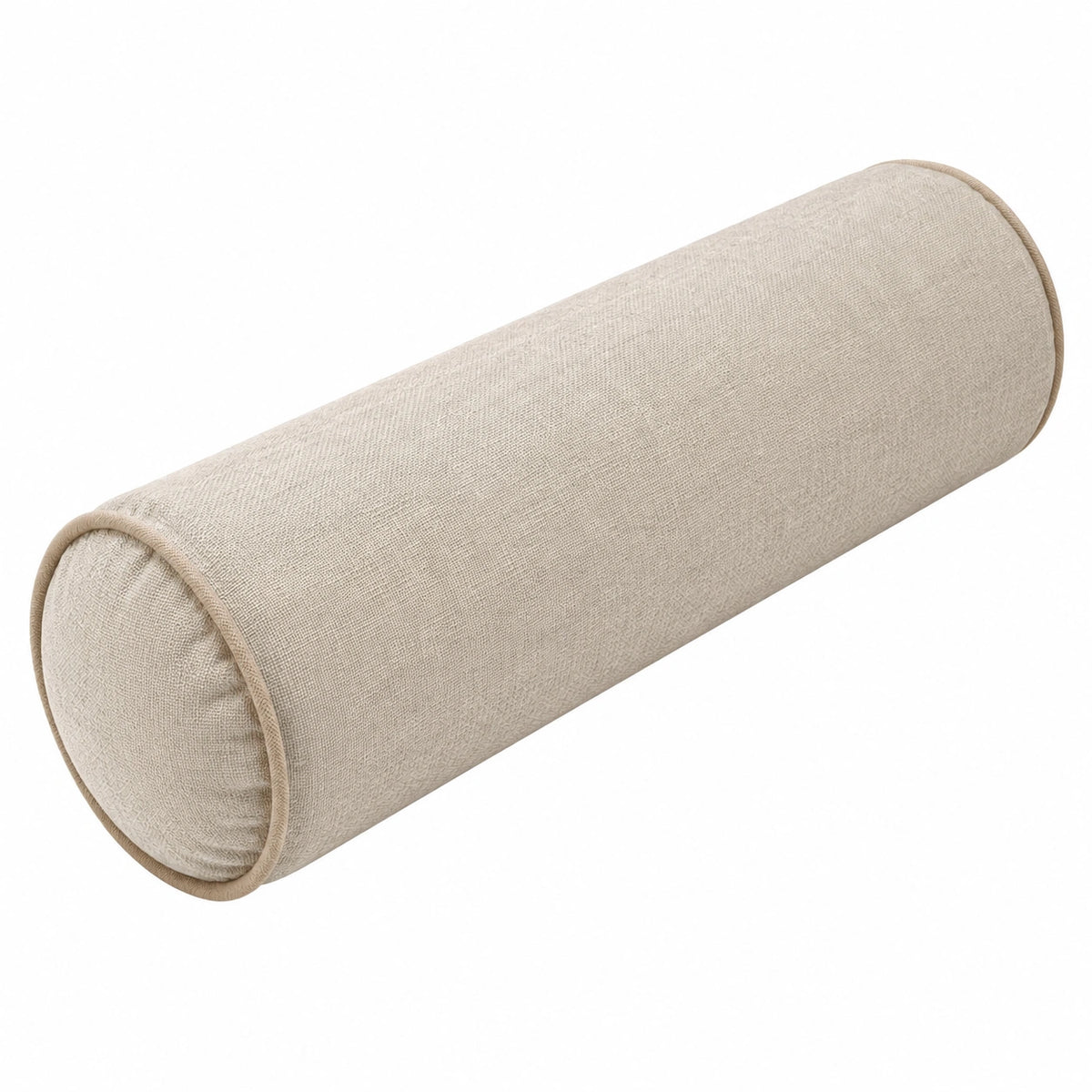 Cojín cilíndrico 15 x 50 cm de tela beige para apoyo decorativo