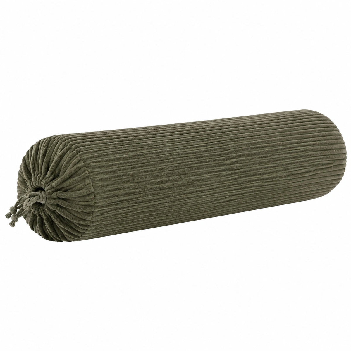 Cojín cilíndrico 20 x 60 cm de pana verde oliva - decorativo