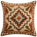 Cojín decorativo cuadrado 45 cm de tejido con relieve geométrico crema marrón y teja