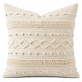 Cojín decorativo 45 x 45 cm de algodón beige con textura bohemia