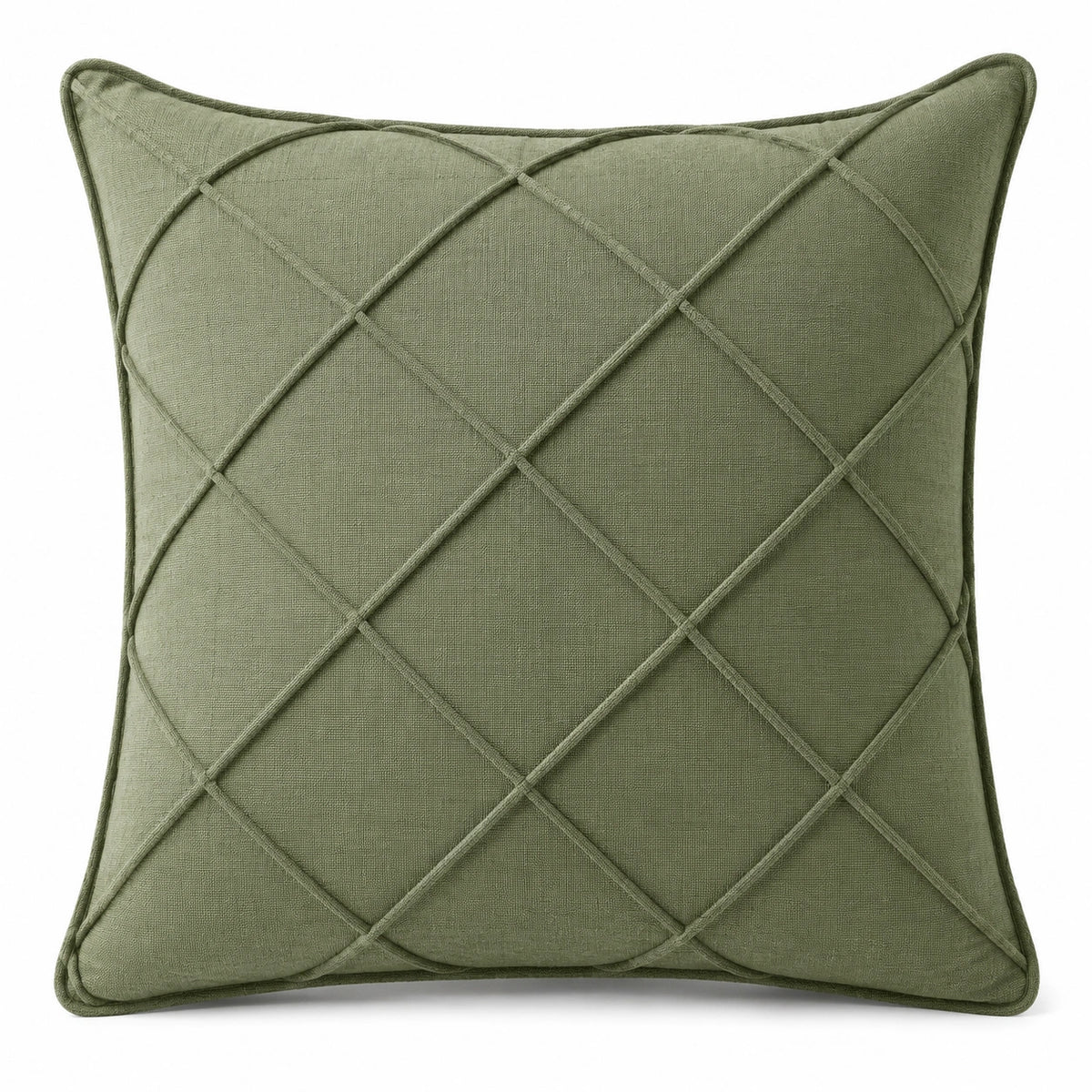 Cojín cuadrado 45 cm verde de tejido con relieve geométrico decorativo