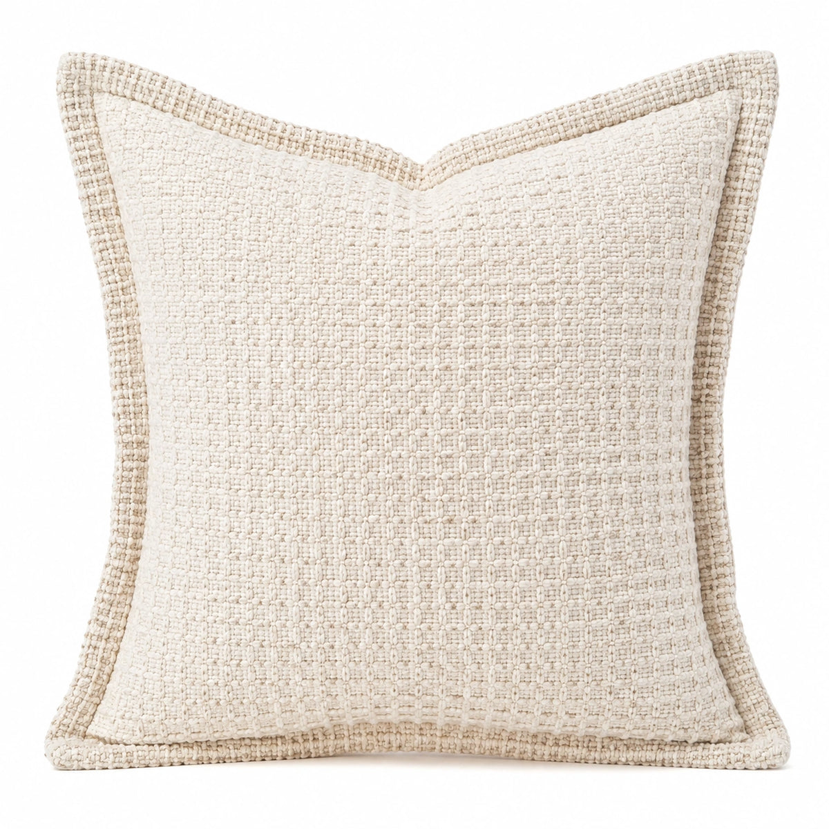 Cojín decorativo cuadrado 45 cm de tejido beige con textura estilo natural
