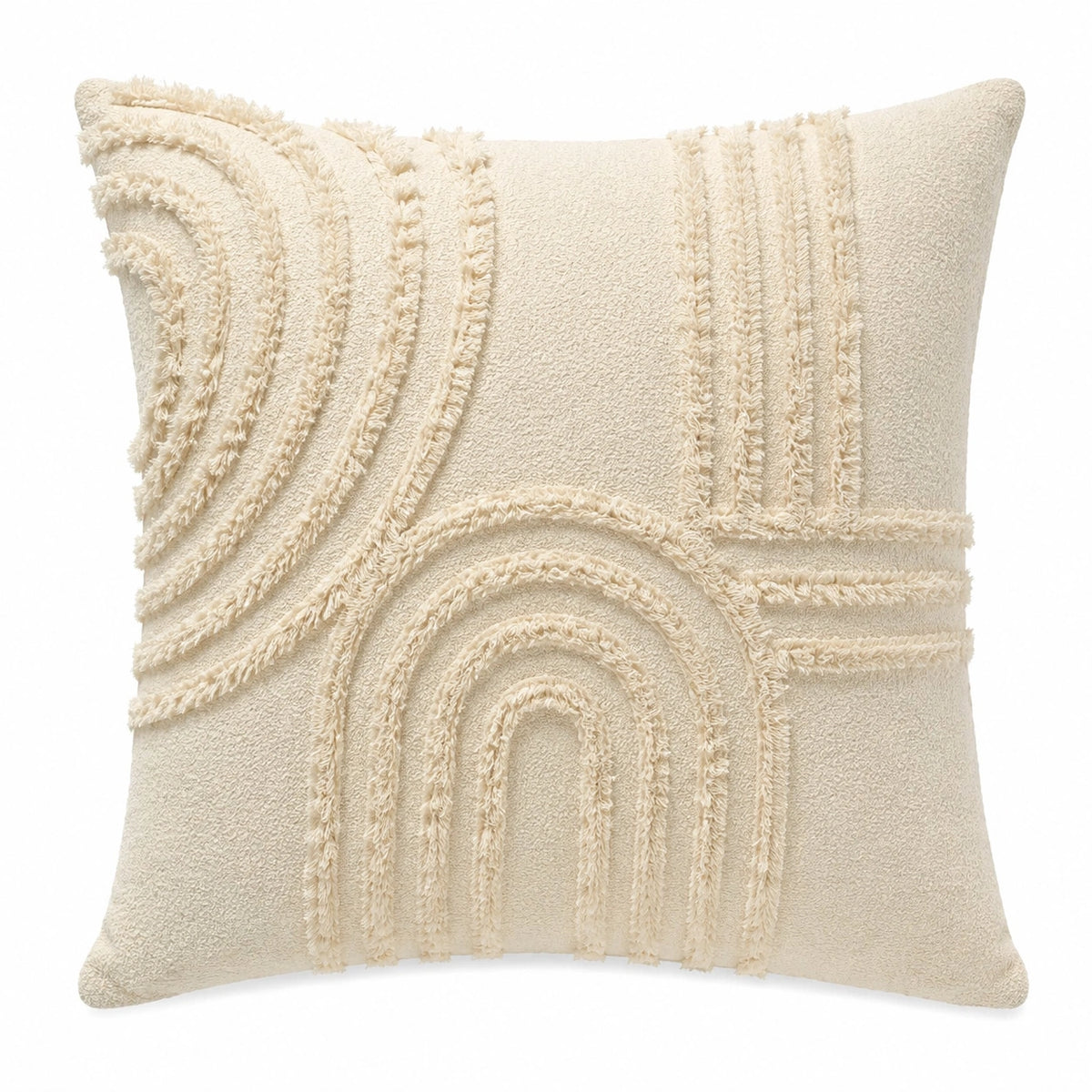 Cojín decorativo cuadrado 45 x 45 cm de algodón beige con relieve estilo bohemio