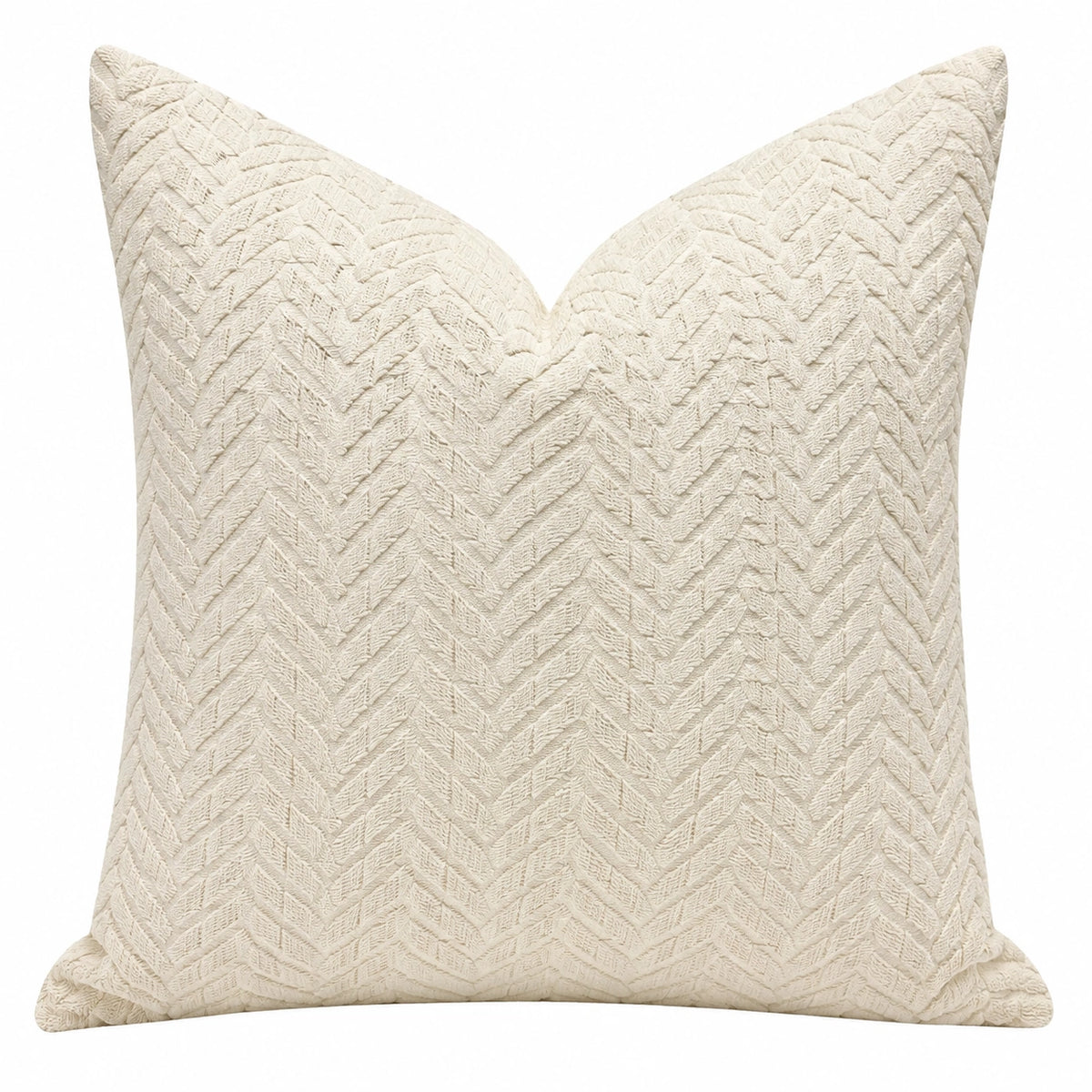 Cojín decorativo cuadrado 45 cm de tejido beige con relieve