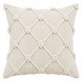 Cojín decorativo cuadrado 45 cm beige de tejido textil con relieve geométrico