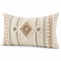 Cojín decorativo 50 x 30 cm de tejido beige y verde con relieve para salón estilo bohemio