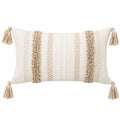 Cojín decorativo 50 x 30 cm de tejido beige para sofá estilo bohemio