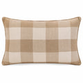 Cojín rectangular 50 x 30 cm de tejido beige y blanco con cuadros decorativo