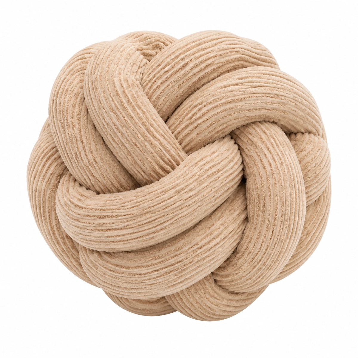 Cojín decorativo de nudo 35 cm en terciopelo beige - suave y texturizado