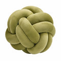 Cojín decorativo redondo 30 cm de tejido aterciopelado verde oliva - diseño de nudo