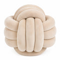Cojín decorativo anudado de 35 cm en tejido beige para sofá de estilo contemporáneo