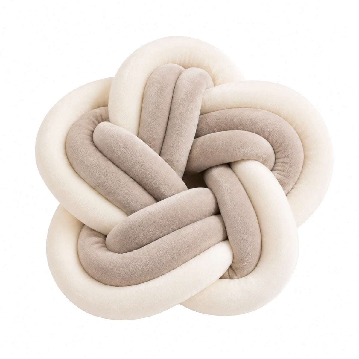 Cojín decorativo de nudo 35 cm de poliéster crema y beige - suave para sofá y cama