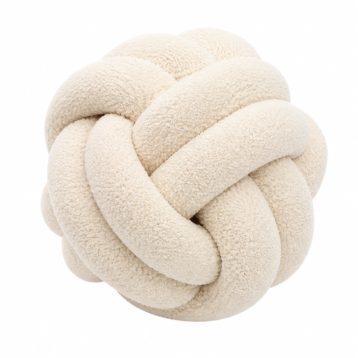Cojín decorativo redondo 30 cm de tejido bouclé beige - diseño anudado suave