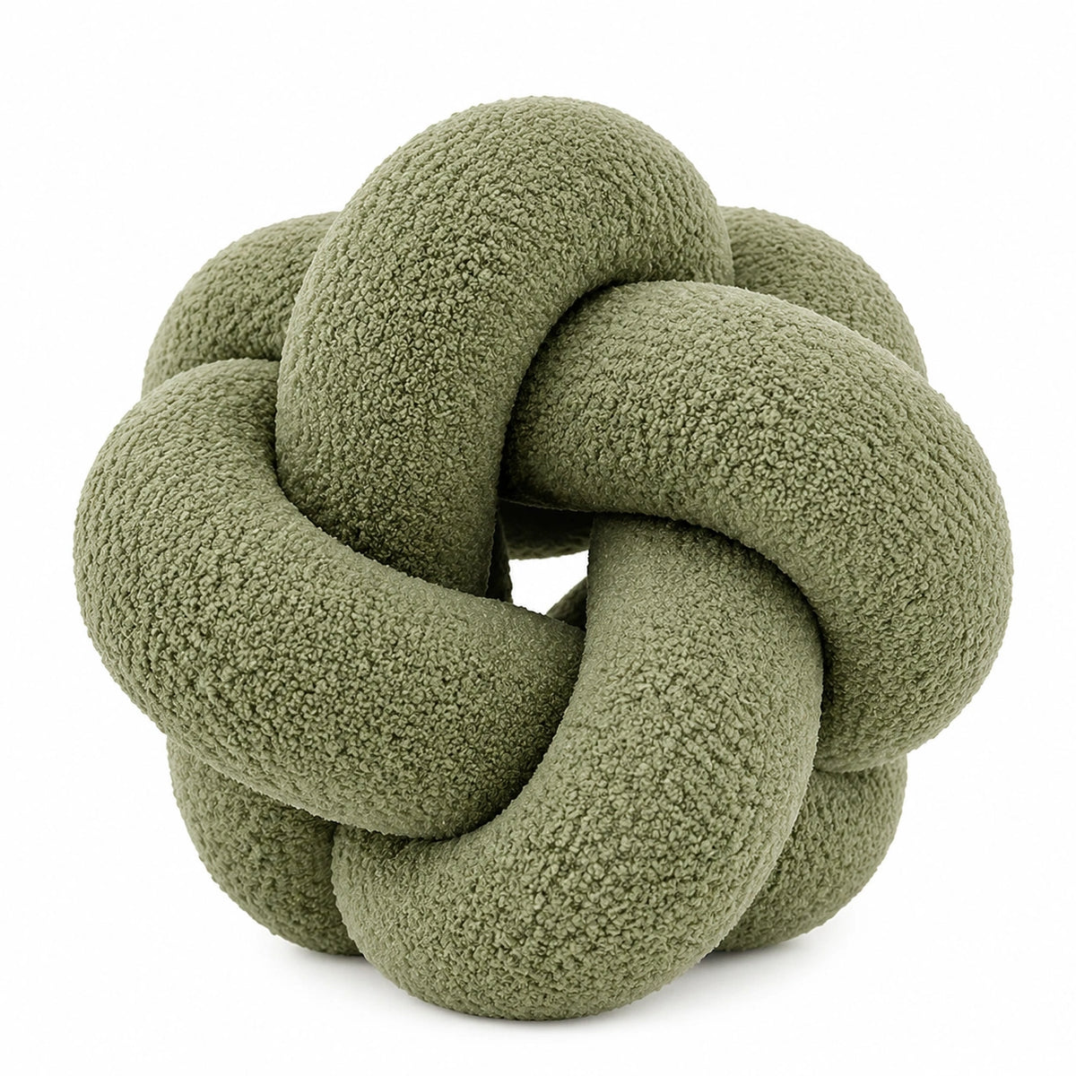 Cojín decorativo de nudo 30 cm en tejido bouclé verde estilo moderno