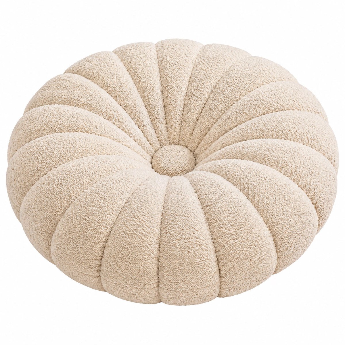 Cojín redondo 45 cm de tejido bouclé color crema - decoración acolchada