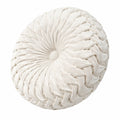 Cojín redondo 45 cm de terciopelo blanco decorativo con pliegues